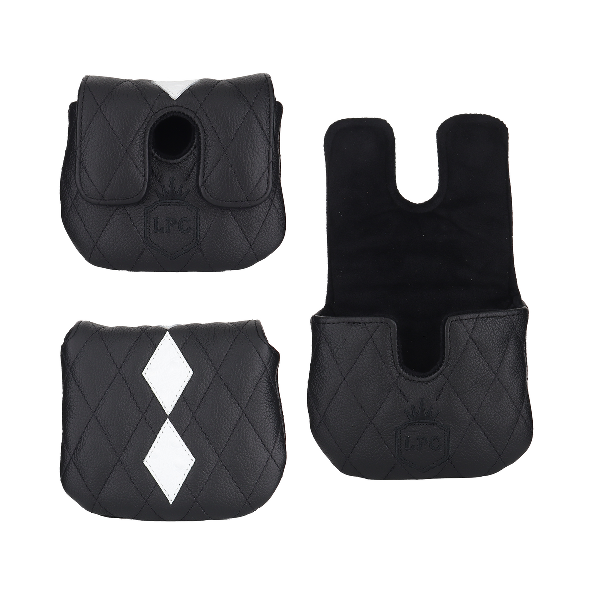 White Ostrich with Quilted Pebbled Black Leather