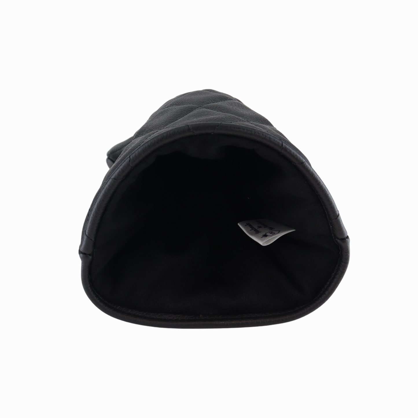 Pebbled Black Leather Quilted with Black Stitching