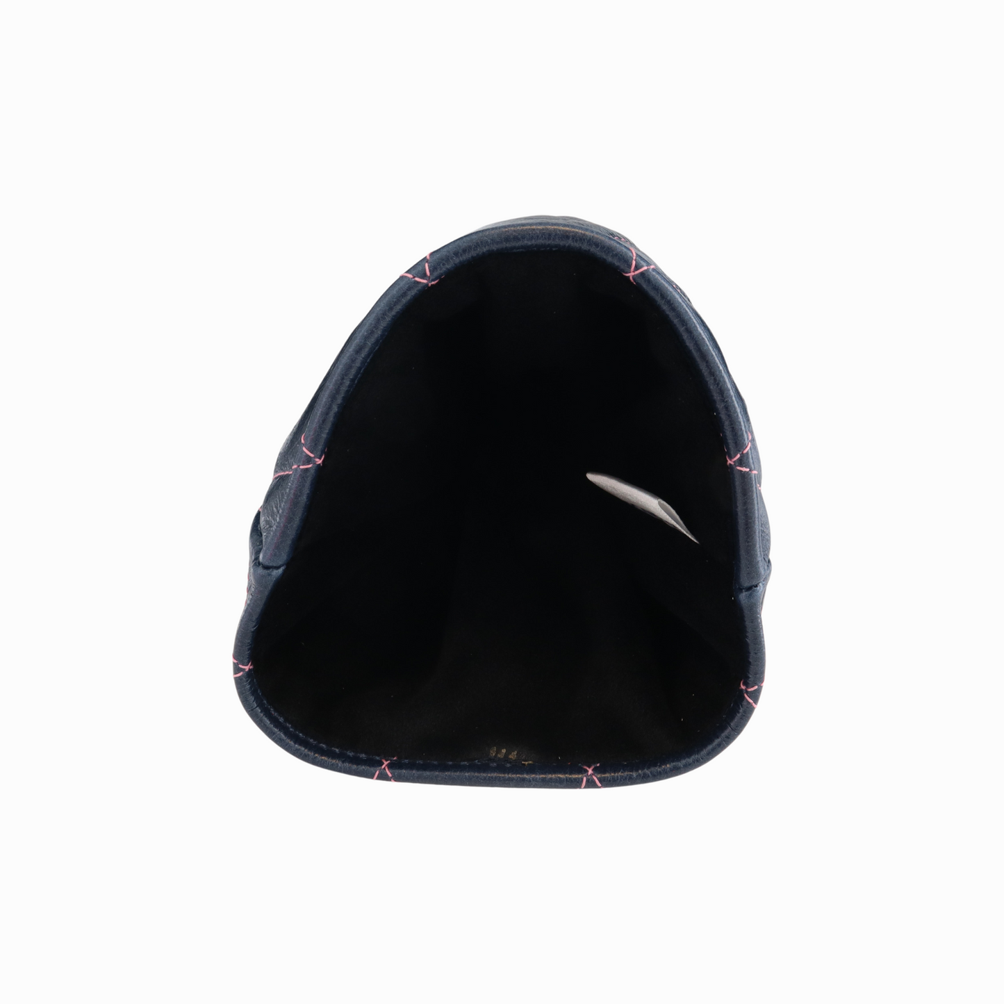 Shiny Navy Leather Quilted with Hot Pink Stitching