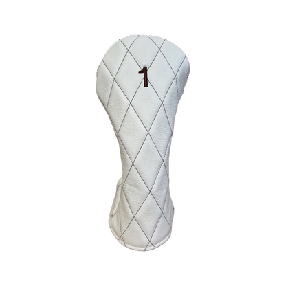 Pebbled Ivory Leather Quilted with Dark Chocolate Stitching
