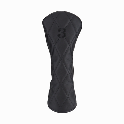 Pebbled Black Leather Quilted with Black Stitching