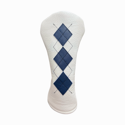 Pebbled White and Royal Blue Leather with Black Stitching