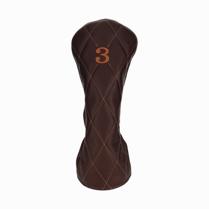 Pebbled Dark Chocolate Leather Quilted with Bourbon Stitching