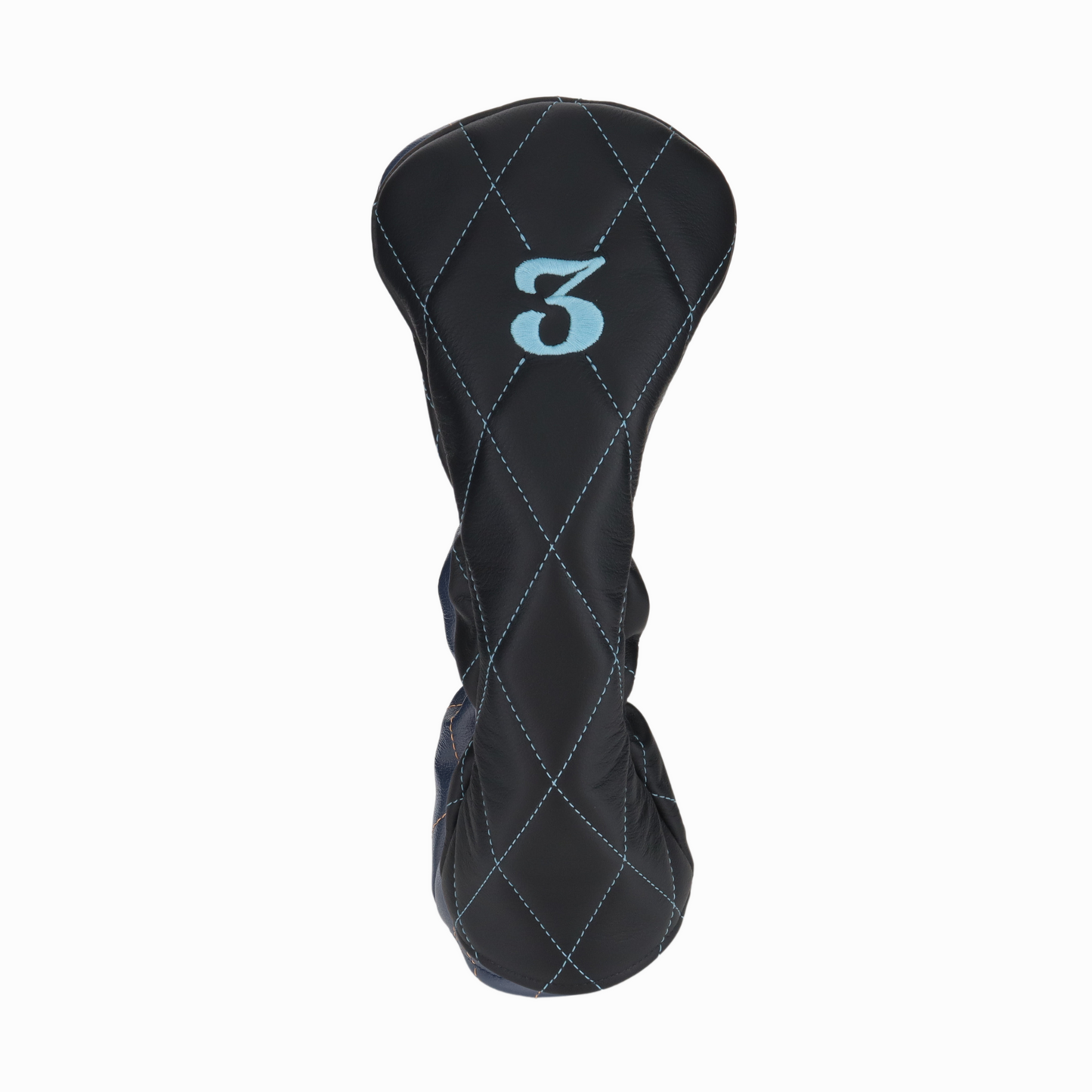 Smooth Charcoal Leather Quilted with Ice Blue Stitching