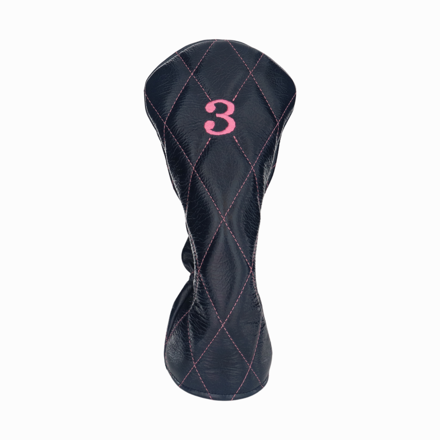 Shiny Navy Leather Quilted with Hot Pink Stitching