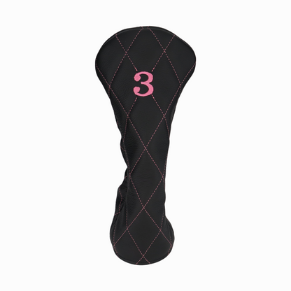 Pebbled Black Leather Quilted with Hot Pink Stitching