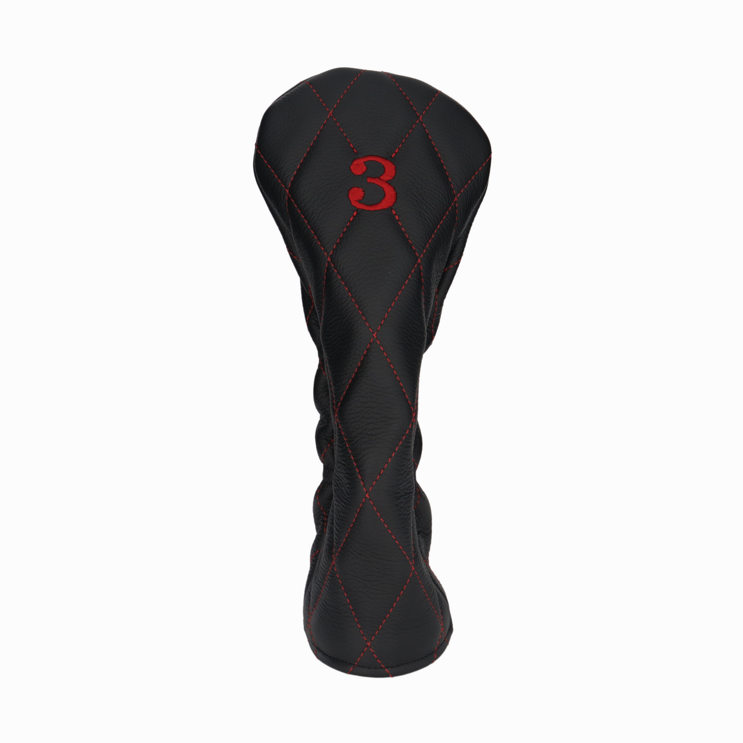 Pebbled Black Leather Quilted with Crimson Stitching