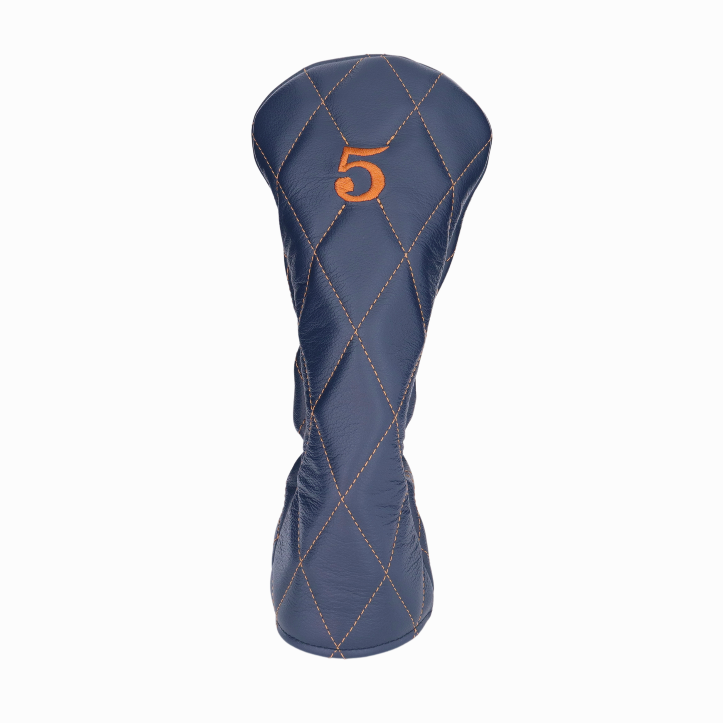 Matte Navy Leather Quilted with Bourbon Stitching