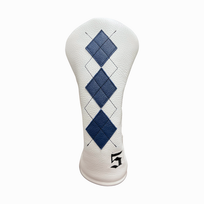 Pebbled White and Royal Blue Leather with Black Stitching