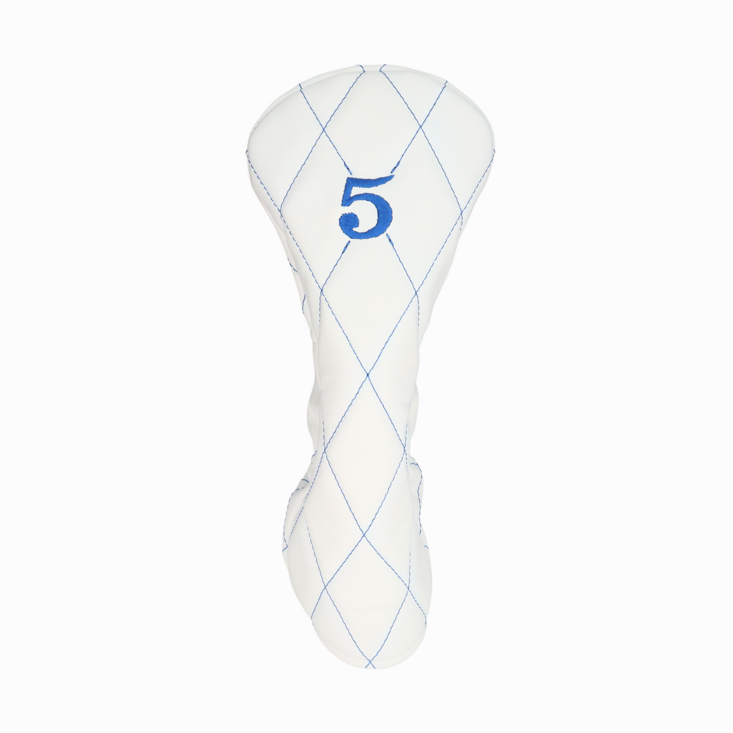 Smooth White Leather Quilted with Royal Blue Stitching