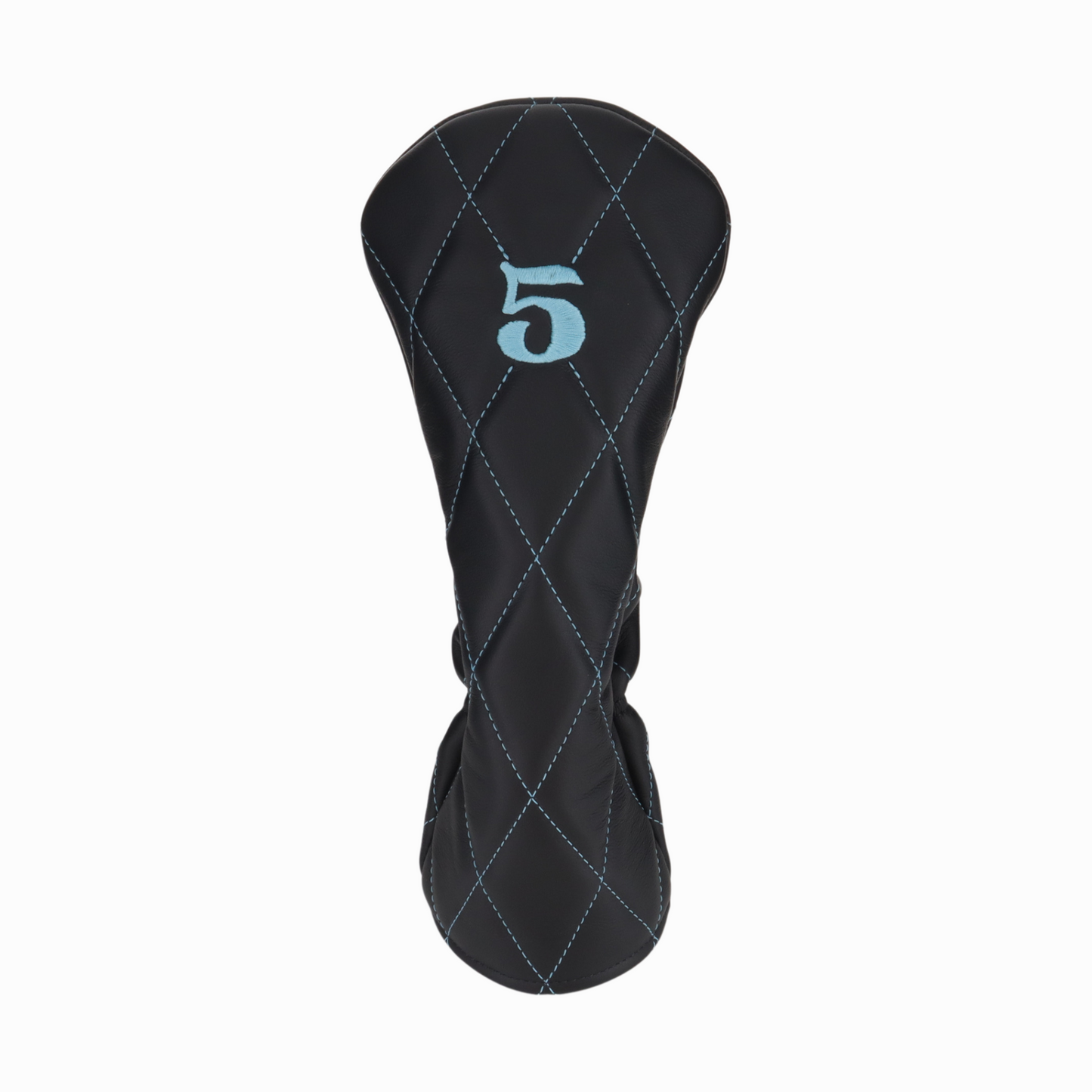 Smooth Charcoal Leather Quilted with Ice Blue Stitching