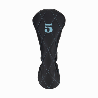 Smooth Charcoal Leather Quilted with Ice Blue Stitching