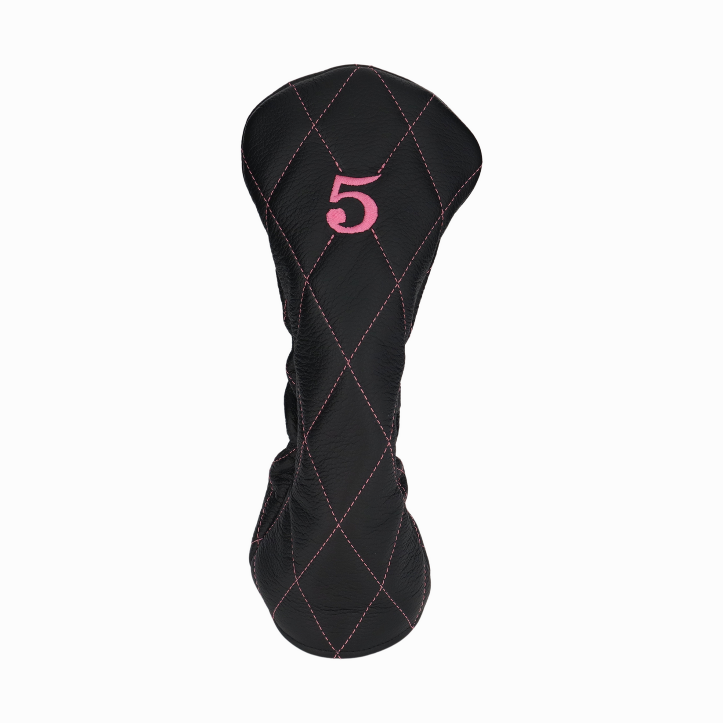 Pebbled Black Leather Quilted with Hot Pink Stitching