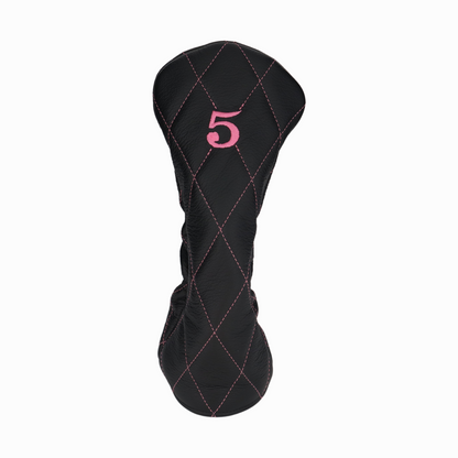 Pebbled Black Leather Quilted with Hot Pink Stitching