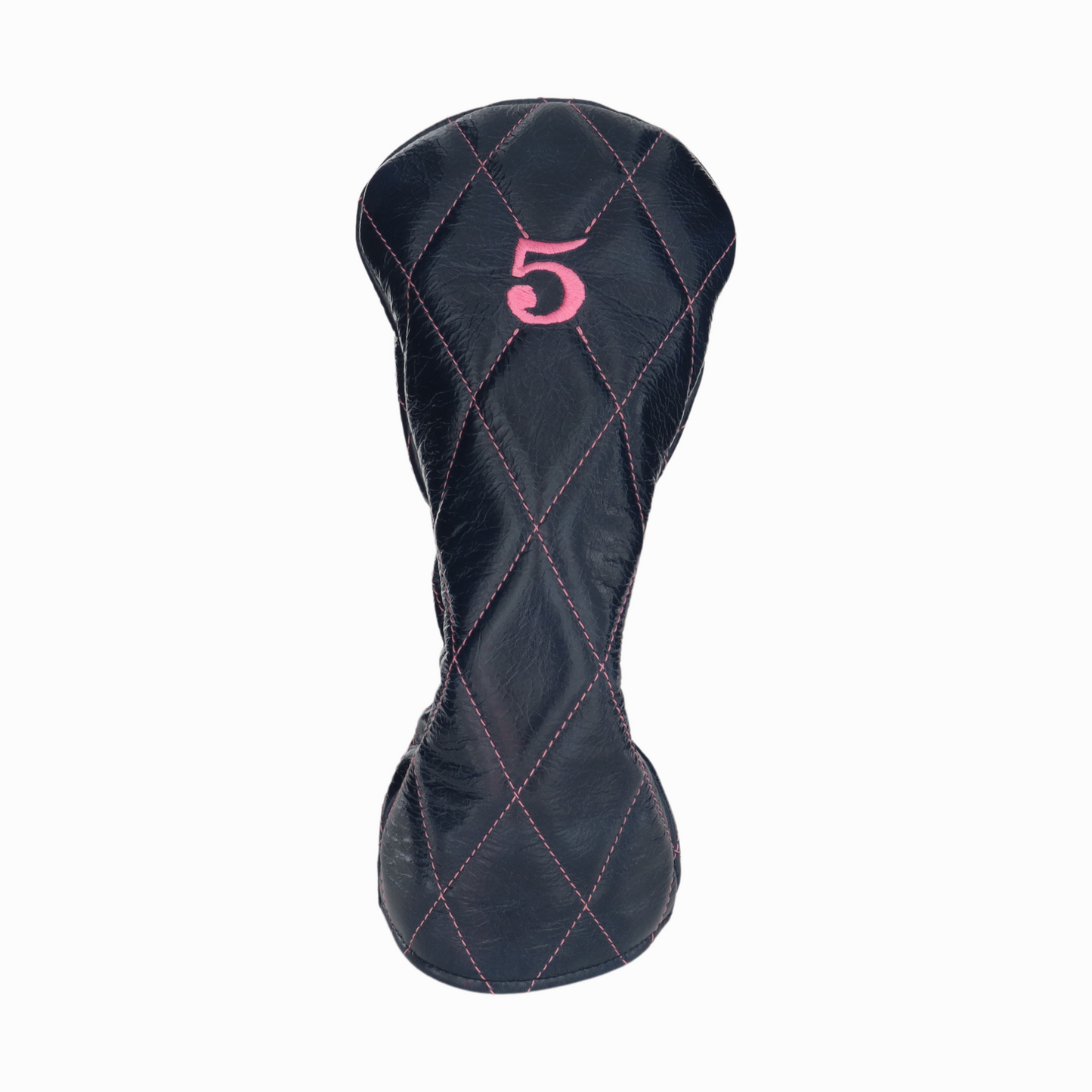 Shiny Navy Leather Quilted with Hot Pink Stitching