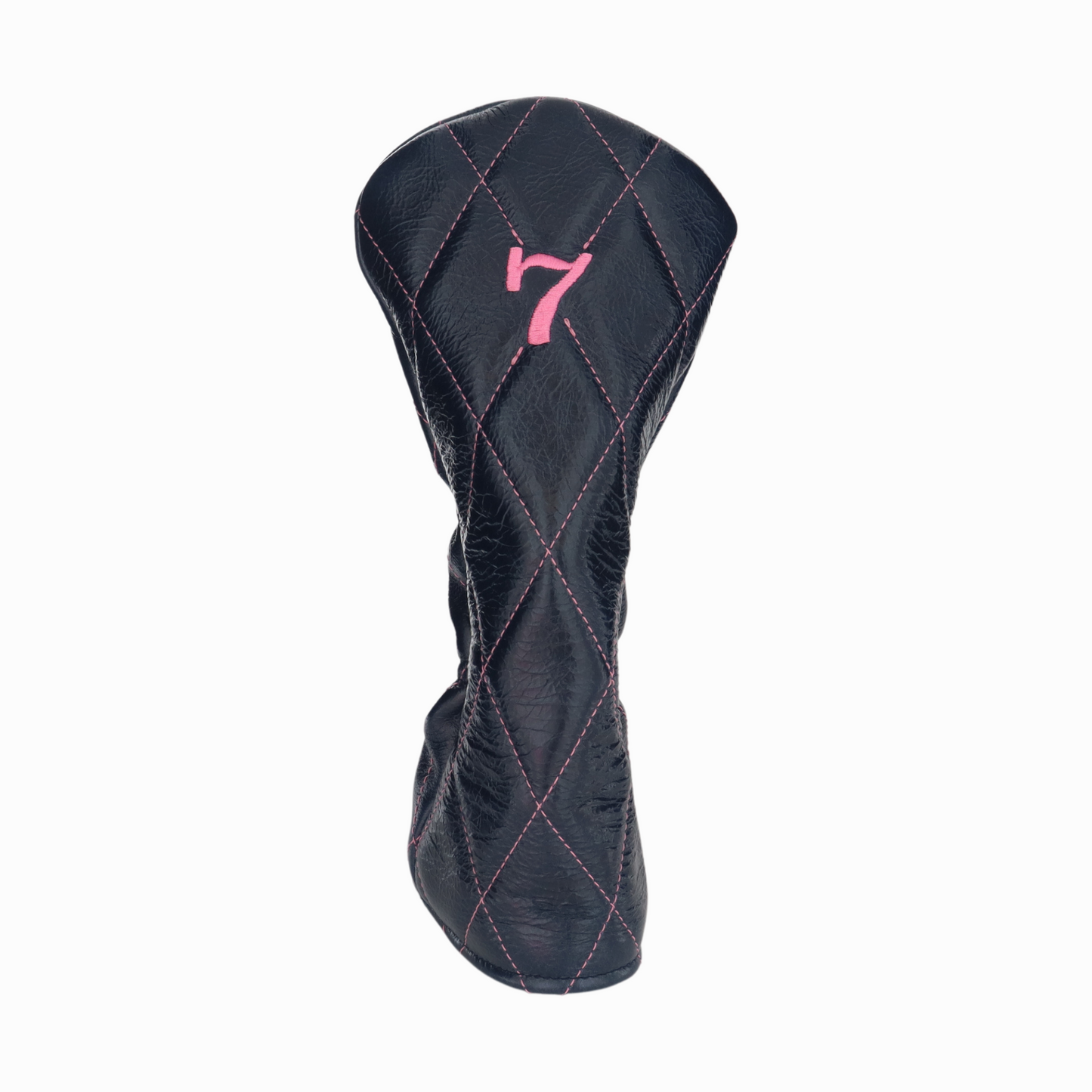Shiny Navy Leather Quilted with Hot Pink Stitching