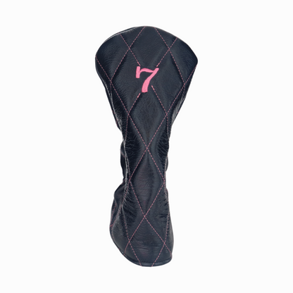 Shiny Navy Leather Quilted with Hot Pink Stitching