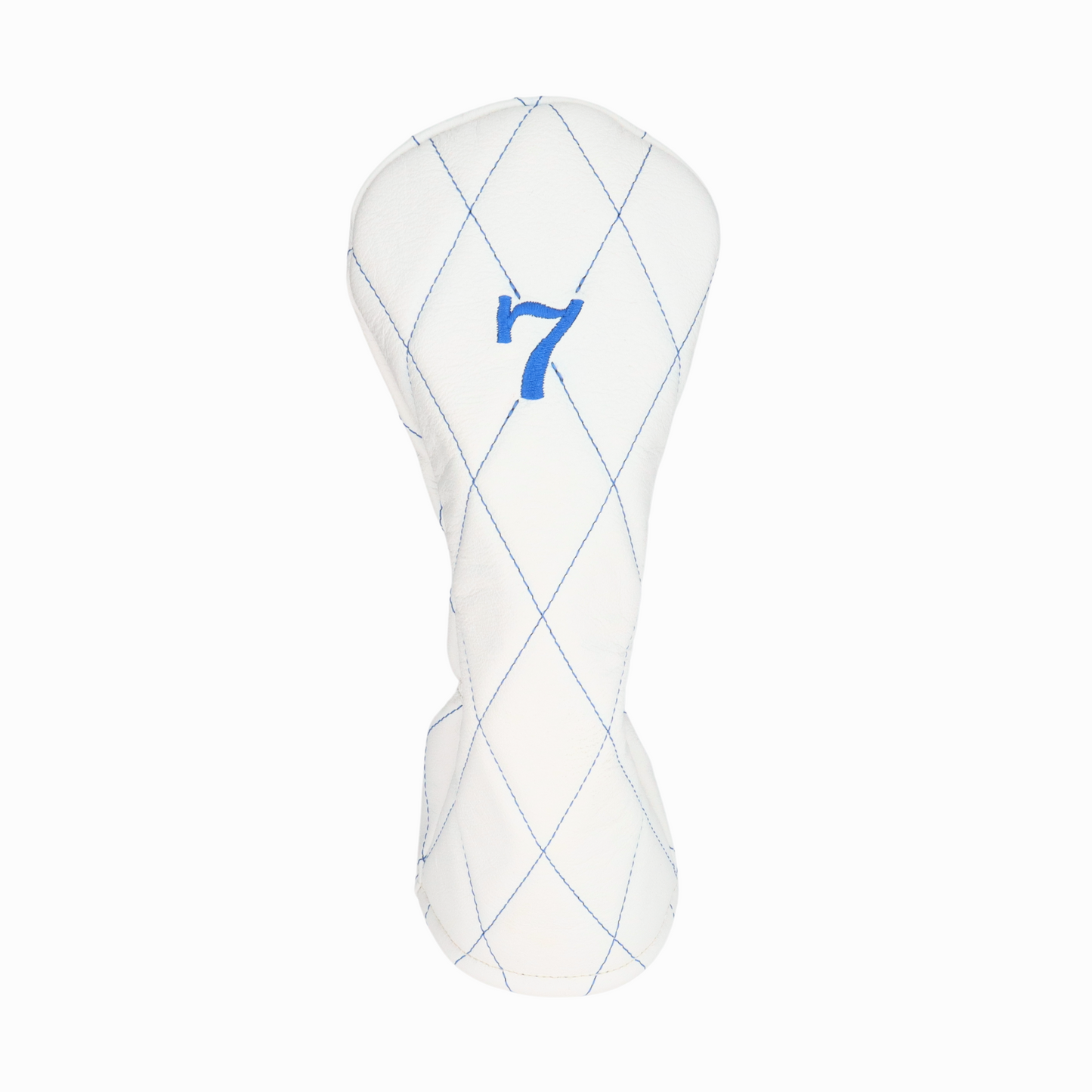 Smooth White Leather Quilted with Royal Blue Stitching