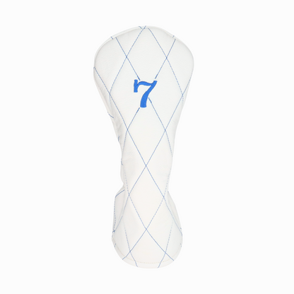 Smooth White Leather Quilted with Royal Blue Stitching