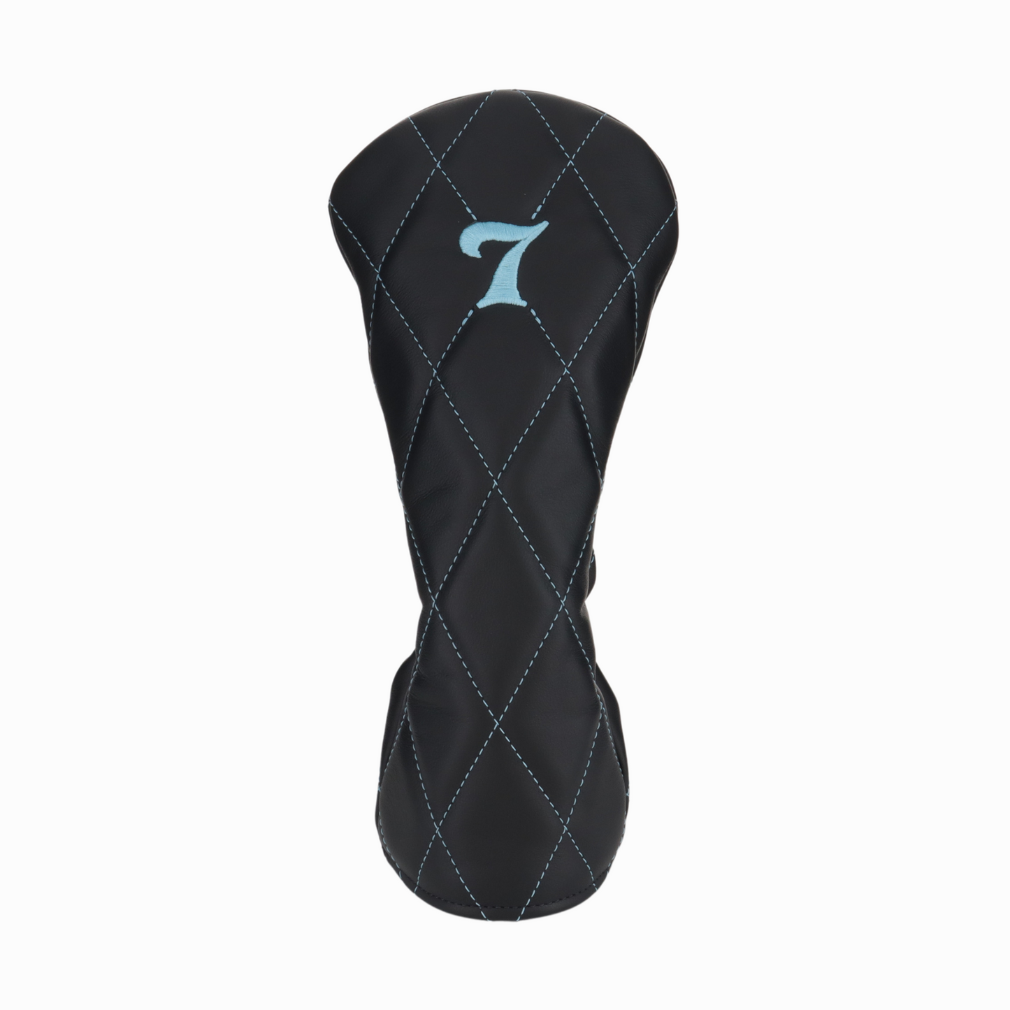 Smooth Charcoal Leather Quilted with Ice Blue Stitching