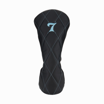 Smooth Charcoal Leather Quilted with Ice Blue Stitching