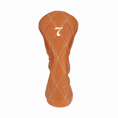 British Tan Leather Quilted with Ivory Stitching