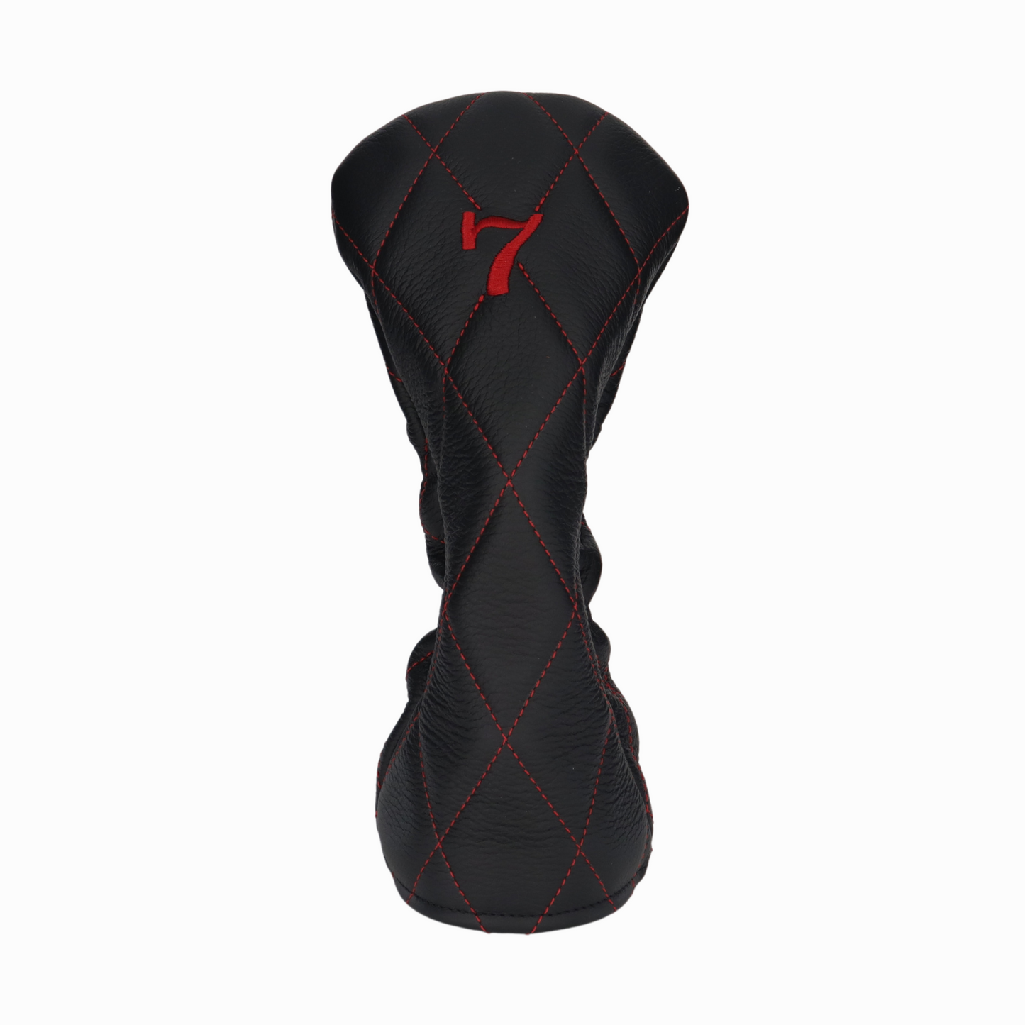 Pebbled Black Leather Quilted with Crimson Stitching