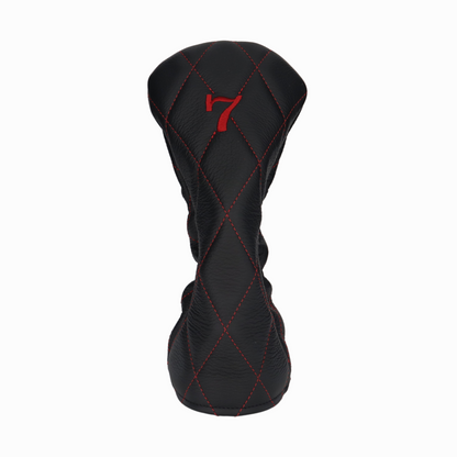 Pebbled Black Leather Quilted with Crimson Stitching