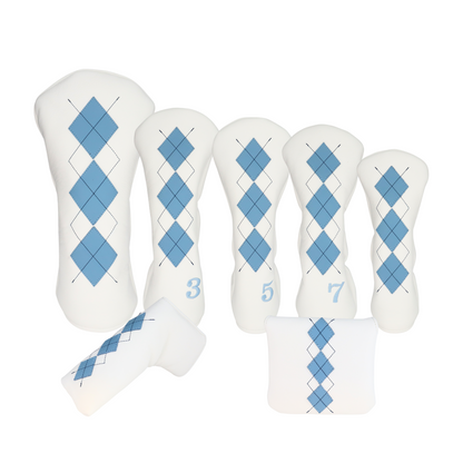 Smooth White and Baby Blue Leather with Navy Stitching