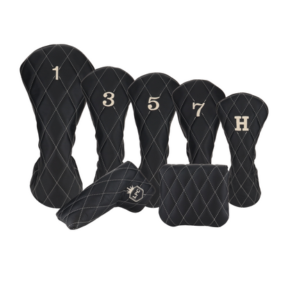 Smooth Charcoal Leather Quilted with Ivory Stitching