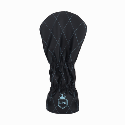 Smooth Charcoal Leather Quilted with Ice Blue Stitching
