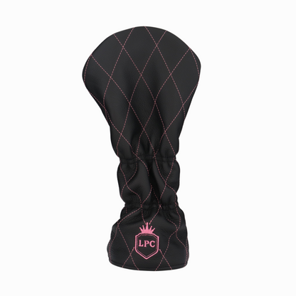 Pebbled Black Leather Quilted with Hot Pink Stitching