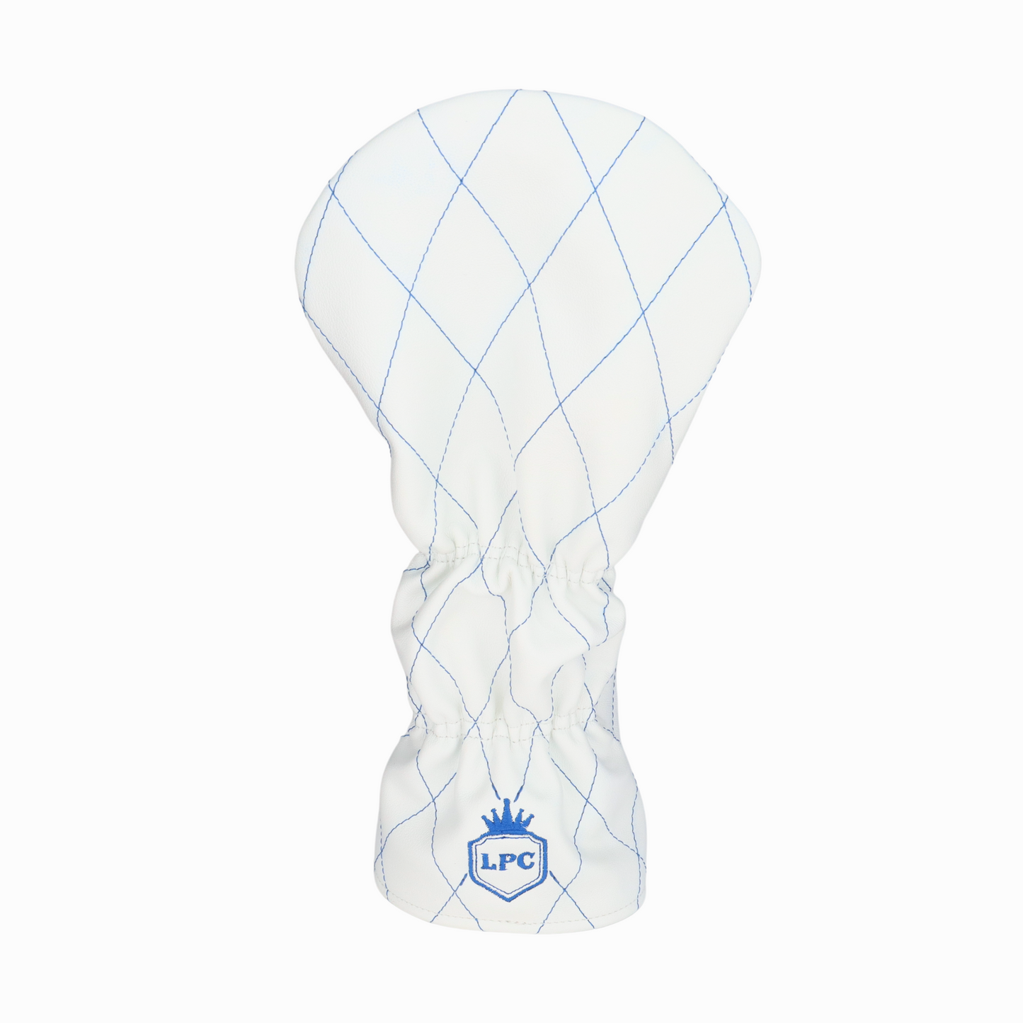 Smooth White Leather Quilted with Royal Blue Stitching