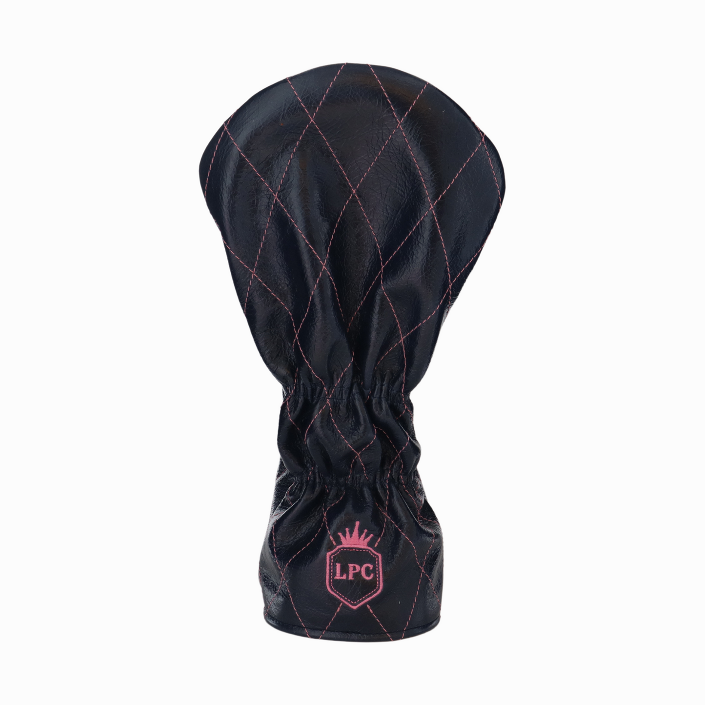 Shiny Navy Leather Quilted with Hot Pink Stitching