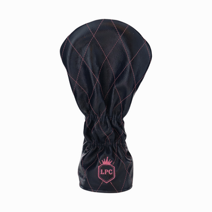 Shiny Navy Leather Quilted with Hot Pink Stitching