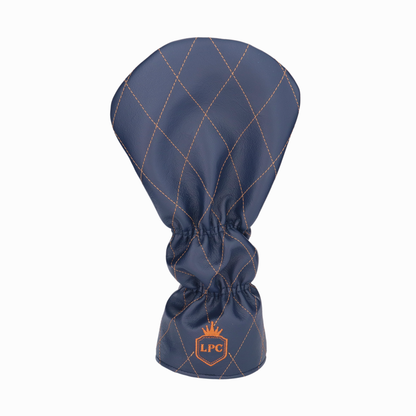 Matte Navy Leather Quilted with Bourbon Stitching
