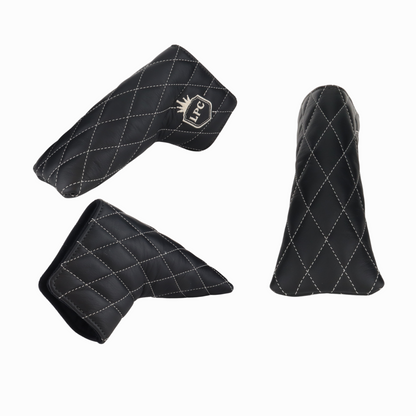 Smooth Charcoal Leather Quilted with Ivory Stitching