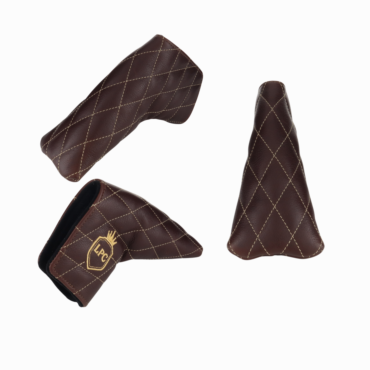 Pebbled Dark Chocolate Leather Quilted with Gold Stitching