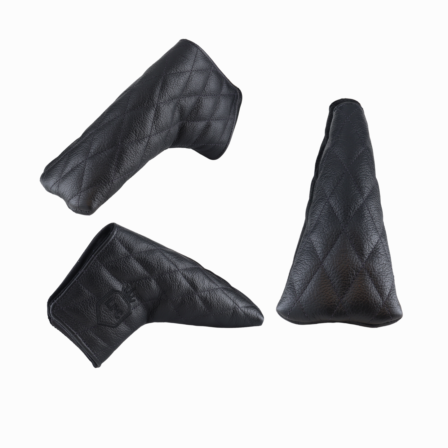 Pebbled Black Leather Quilted with Black Stitching