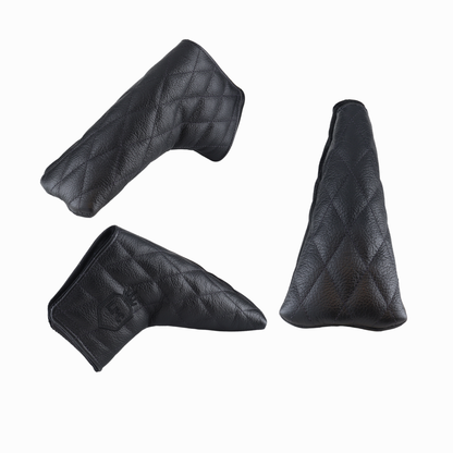Pebbled Black Leather Quilted with Black Stitching