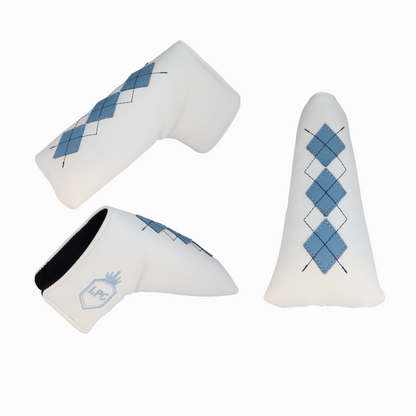 Smooth White and Baby Blue Leather with Navy Stitching