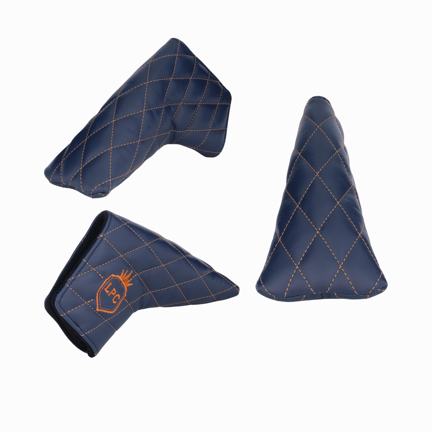 Matte Navy Leather Quilted with Bourbon Stitching