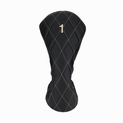 Smooth Charcoal Leather Quilted with Ivory Stitching