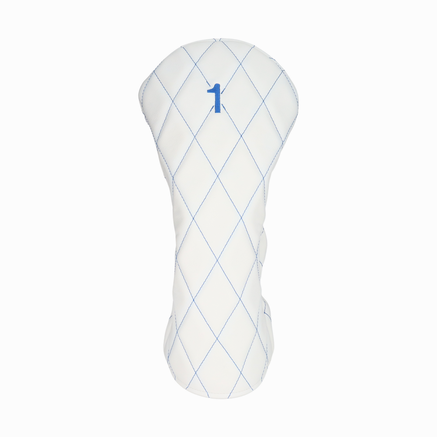 Smooth White Leather Quilted with Royal Blue Stitching