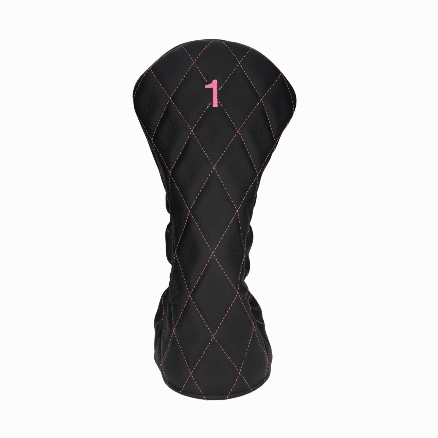 Pebbled Black Leather Quilted with Hot Pink Stitching