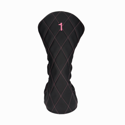 Pebbled Black Leather Quilted with Hot Pink Stitching