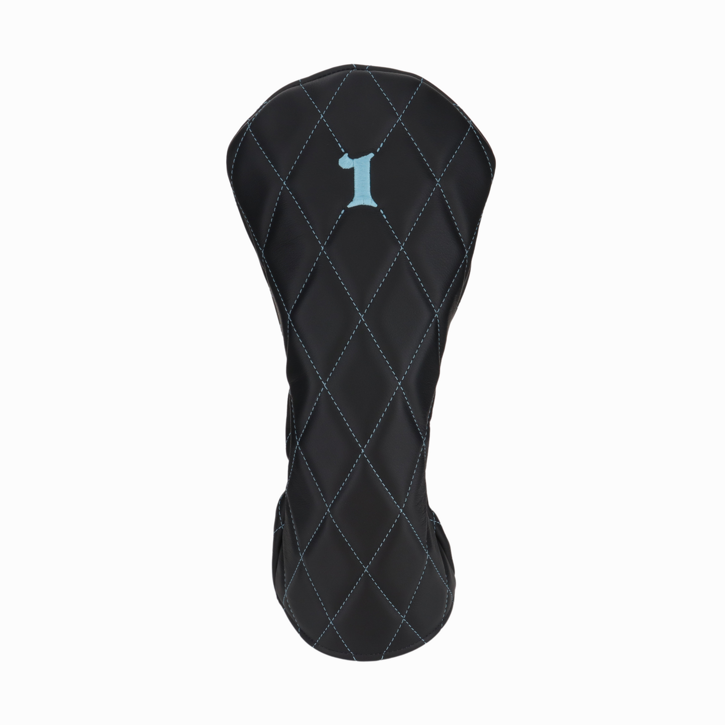 Smooth Charcoal Leather Quilted with Ice Blue Stitching