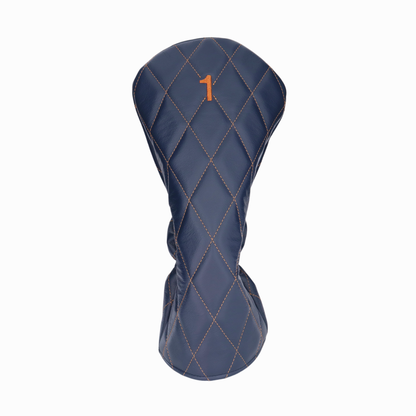 Matte Navy Leather Quilted with Bourbon Stitching