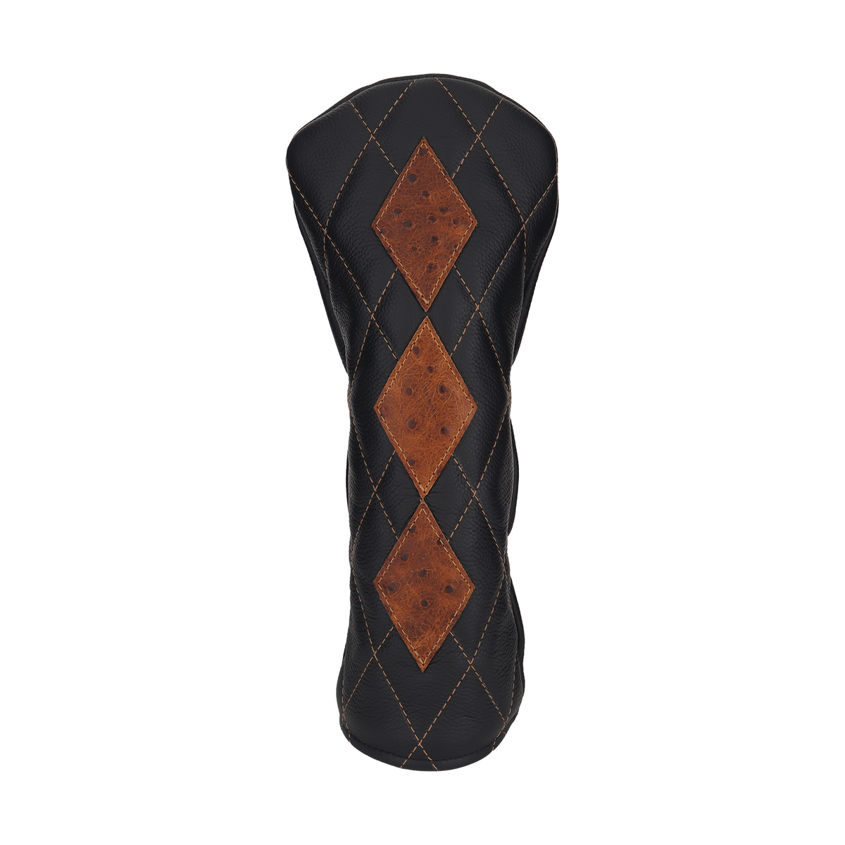 Antique Ostrich with Quilted Pebbled Black Leather