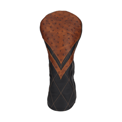 Antique Ostrich with Quilted Pebbled Black Leather
